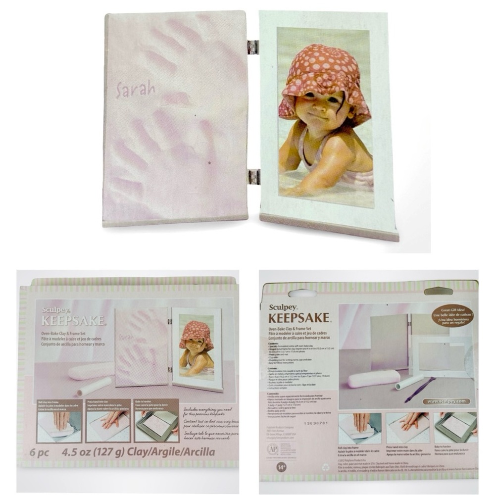 Rare Sculpey Keepsake | Clay Frame and Picture Kit | Pink